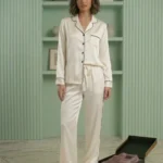 Off-White Long Sleeve Satin Pajama Set